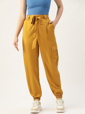 Dressberry Regular Fit Women Yellow Trousers