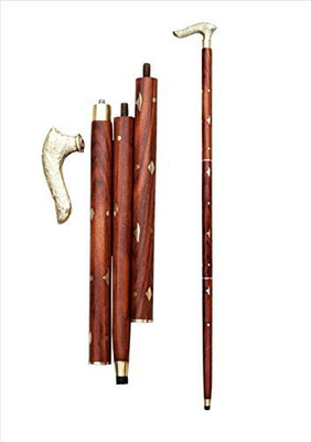 elite mart Walking Stick Polo Stick Handcrafted Walking Cane with Brass Handle 3 fold Walking Stick