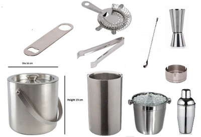 Dynore Stainless Steel 10 Pcs International Bar Set/ Bar Accessories Set 10 - Piece Bar Set(Steel)