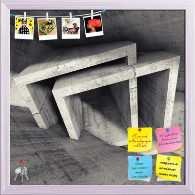 Artzfolio Abstract Chaotic Cubic Structures Notice Pin Board Soft Board with Push Pins Cork Bulletin Board(White Frame 12 x 12 inch (30 x 30 cms))