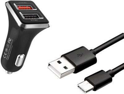 Red Champion 15 W Turbo Car Charger(Black, With USB Cable)