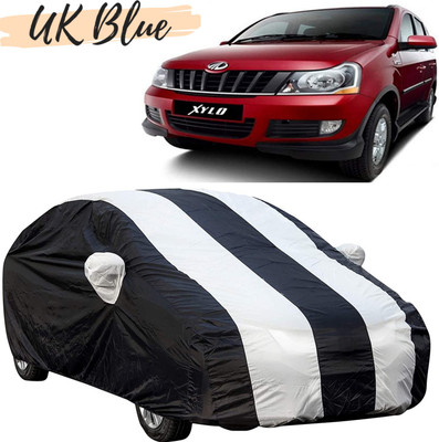 UK Blue Car Cover For Mahindra Xylo (With Mirror Pockets)(White)