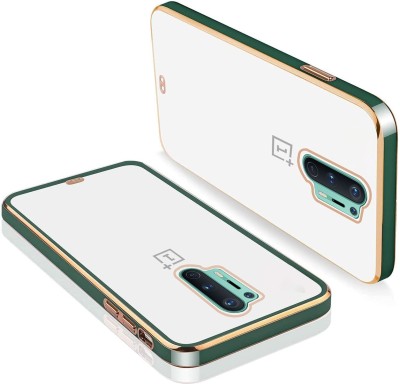 Creativo Back Cover for Oneplus 8 Pro Square Platting Chrome Case Slim Fit Transparent Electroplating(Transparent, Green, Flexible, Silicon, Pack of: 1)