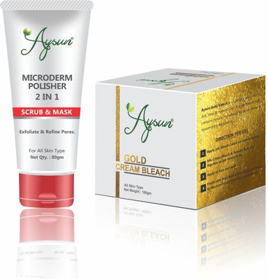 Aysun Microderm Face Scrub & Gold Cream Bleach 100gm Combo Pack of 2(2 Items in the set)