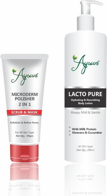Aysun Microderm Face Scrub & Lacto Pure Body Lotion Combo Pack of 2(2 Items in the set)