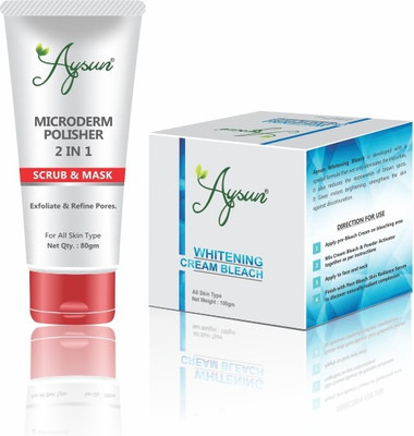 Aysun Microderm Face Scrub & Whitening Cream Bleach 100gm Combo Pack of 2(2 Items in the set)