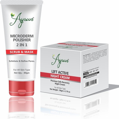 Aysun Microderm Face Scrub & Lift Active Night Cream Combo Pack of 2(2 Items in the set)