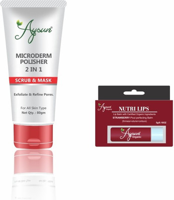 Aysun Microderm Face Scrub & Strawberry Lip Balm Combo Pack of 2(2 Items in the set)