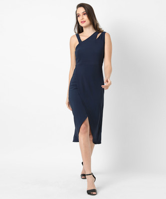 CAMPUS SUTRA Women Fit and Flare Dark Blue Knee Length Dress