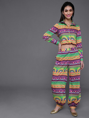 AKS Women Ethnic Top Palazzo Set