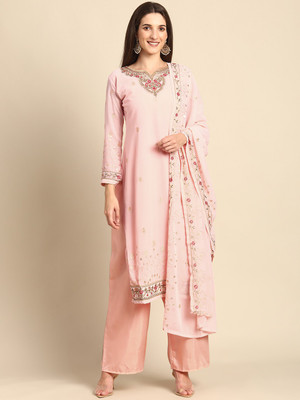 Fourleaf Georgette Embroidered Kurta & Palazzo Material