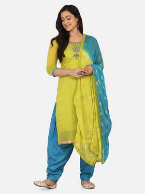 Fourleaf Cotton Linen Embroidered Kurta & Palazzo Material