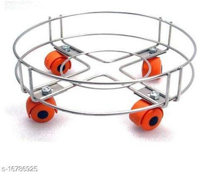 PEXMON Gas Cylinder Trolley Stand With Wheels Gas Cylinder Trolley(Silver)