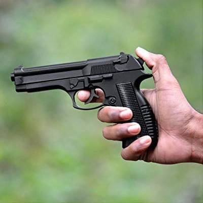 JMALL ™ Real Look Black Heavy Mouser Gun Jet Flame Refillable Butane Gas Steel Gas Lighter