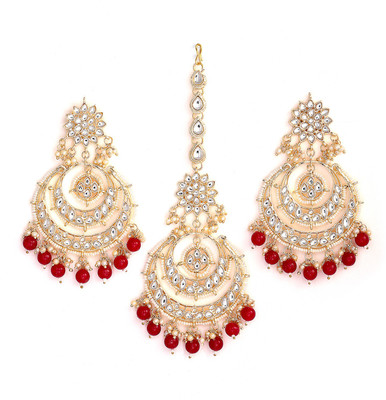 ZENEME Brass Gold-plated Red Jewellery Set(Pack of 1)