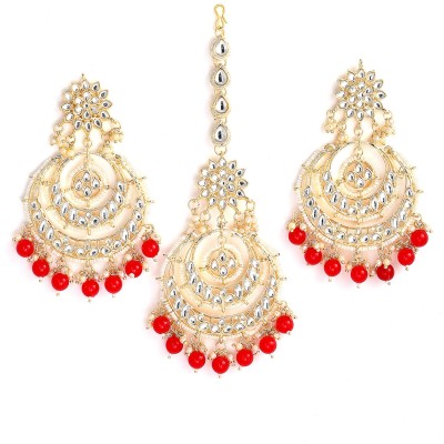 ZENEME Brass Gold-plated Red, Gold Jewellery Set(Pack of 1)