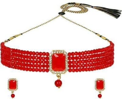 AD Fashion Store Alloy Gold-plated Red Jewellery Set(Pack of 1)