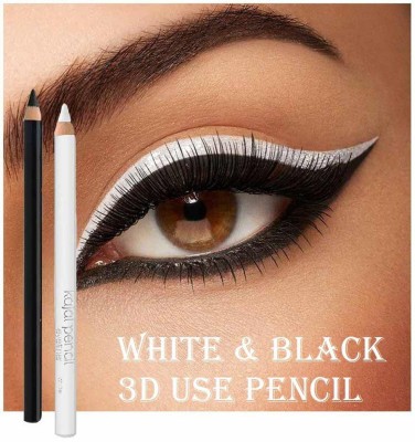 MYEONG Beauty Soft Kajal Eyeliner Pencil, Eye Makeup(White, Black, 4 g)