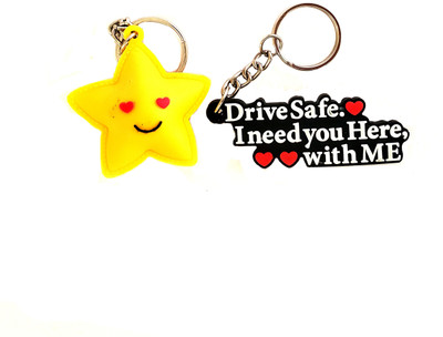 ShopTalk Safe Drive With Star smiley rubber Key Chain