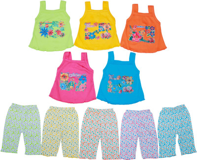 BREEZEWAY Baby Girls Party(Festive) Top Pyjama(Multicolor)