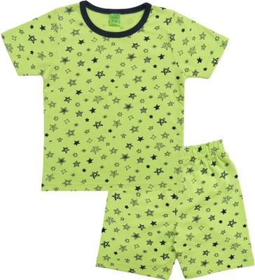 Clothe Funn Baby Boys Casual T-shirt Shorts(Lime Green AOP)