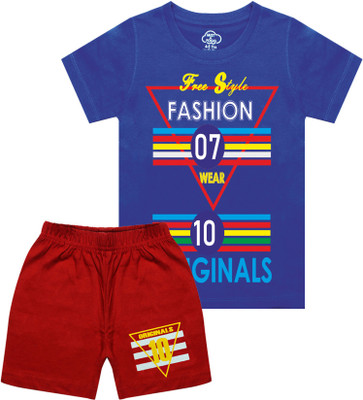 MIST N FOGG Boys Casual T-shirt Shorts(Royal blue)