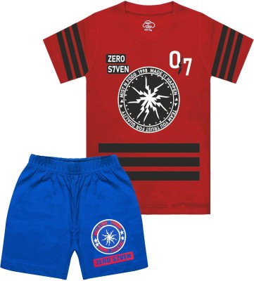 MIST N FOGG Boys Casual T-shirt Shorts(Red)