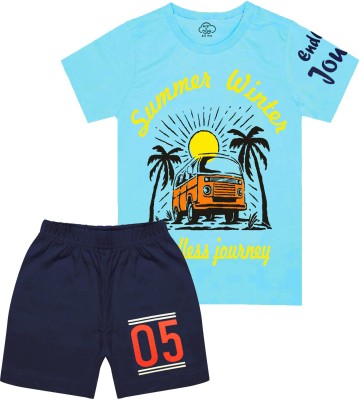 MIST N FOGG Boys Casual T-shirt Shorts(Aqua Blue)