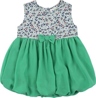 SHOPPERTREE Girls Midi/Knee Length Casual Dress(Green, Sleeveless)