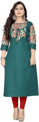 Kalptaru World Fashion Women Printed Straight Kurta(Dark Green)