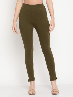 TAG-7 Ankle Length Western Wear Legging(Green, Solid)