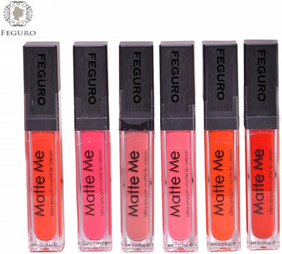 FEGURO Matte me Ultra Smooth Matte Lipstick Set (Pack Of 6)(bridle red, 50 g)