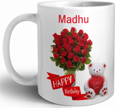 P89M Happy Birthday Madhu Best B'day Gift White Ceramic Coffee 4072 Ceramic Coffee Mug(330 ml)