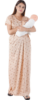 NACNO Women Maternity/Nursing Nighty(Beige)