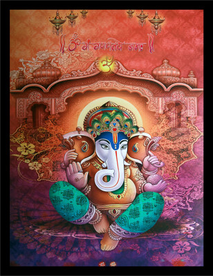 Mmory GANESHA PAINTING Digital Reprint 12 inch x 9 inch Painting(With Frame)