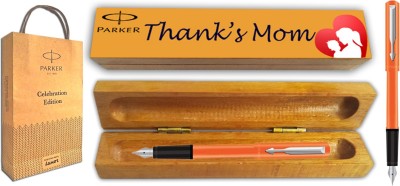 PARKER Beta Neo Fountain Pen With Thank's Mom Wishing Gift Box and Gift Bag(Orange) Pen Gift Set(Blue)
