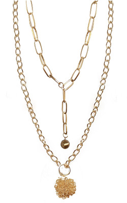 Anna Stella Latest Stylish Double layer Chain Pendant Necklace for Women -STYLE-98 Metal