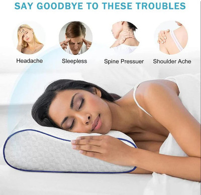 LA VERNE Cervical Contour Stomache / Side Sleepers / Anti-Snoring Memory Foam Solid Sleeping Pillow Pack of 1(White)