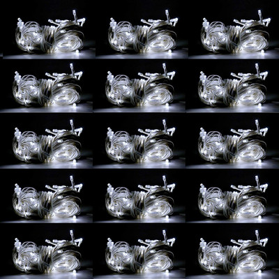 Sameer Enterprises 60 LEDs 14.99 m White Steady, Flickering String Rice Lights(Pack of 15)