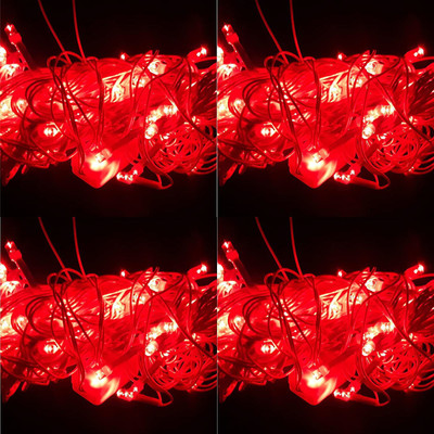Sameer Enterprises 60 LEDs 14.99 m Red Flickering, Steady String Rice Lights(Pack of 4)