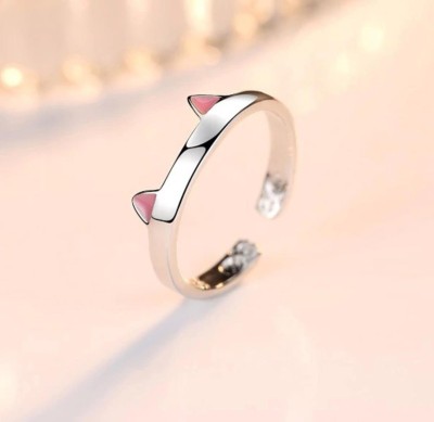 MYKI Elegant Kitty Cat Adjustable Ring for Women & Girls Sterling Silver Sterling Silver Plated Ring