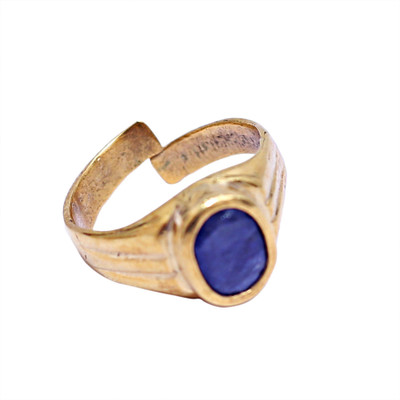 brahmgyan gallary Neelam 5.25 ratti gemstone lab tested certificate with designer ring Metal Sapphire Gold Plated Ring