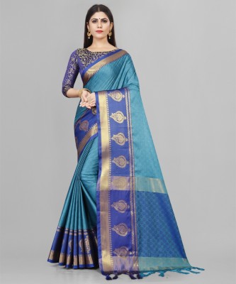 BILESHWAR FASHION Woven Banarasi Jacquard Saree(Blue)