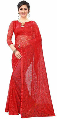 SNEH FAB Self Design Bollywood Net Saree(Red)