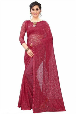 SNEH FAB Self Design Bollywood Net Saree(Maroon)