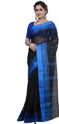 DipDiya Self Design, Woven Tant Pure Cotton Saree(Dark Blue)