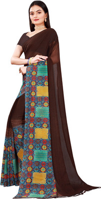 Saadhvi Printed Daily Wear Georgette Saree(Brown)