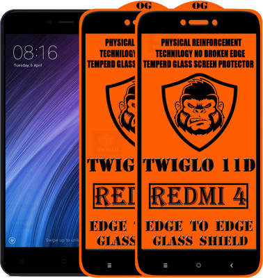 TWIGLO Edge To Edge Tempered Glass for Mi Redmi 4(Pack of 2)