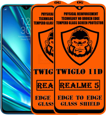 TWIGLO Edge To Edge Tempered Glass for REALME 5(Pack of 2)
