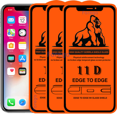 Forego Edge To Edge Tempered Glass for Apple iPhone X(Pack of 3)